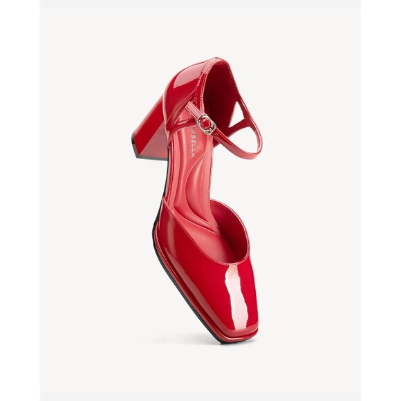 Newbella Women's Burgundy Mary Jane Pumps Low Block Heel Square Toe Dress Shoes - Picture 2 of 5